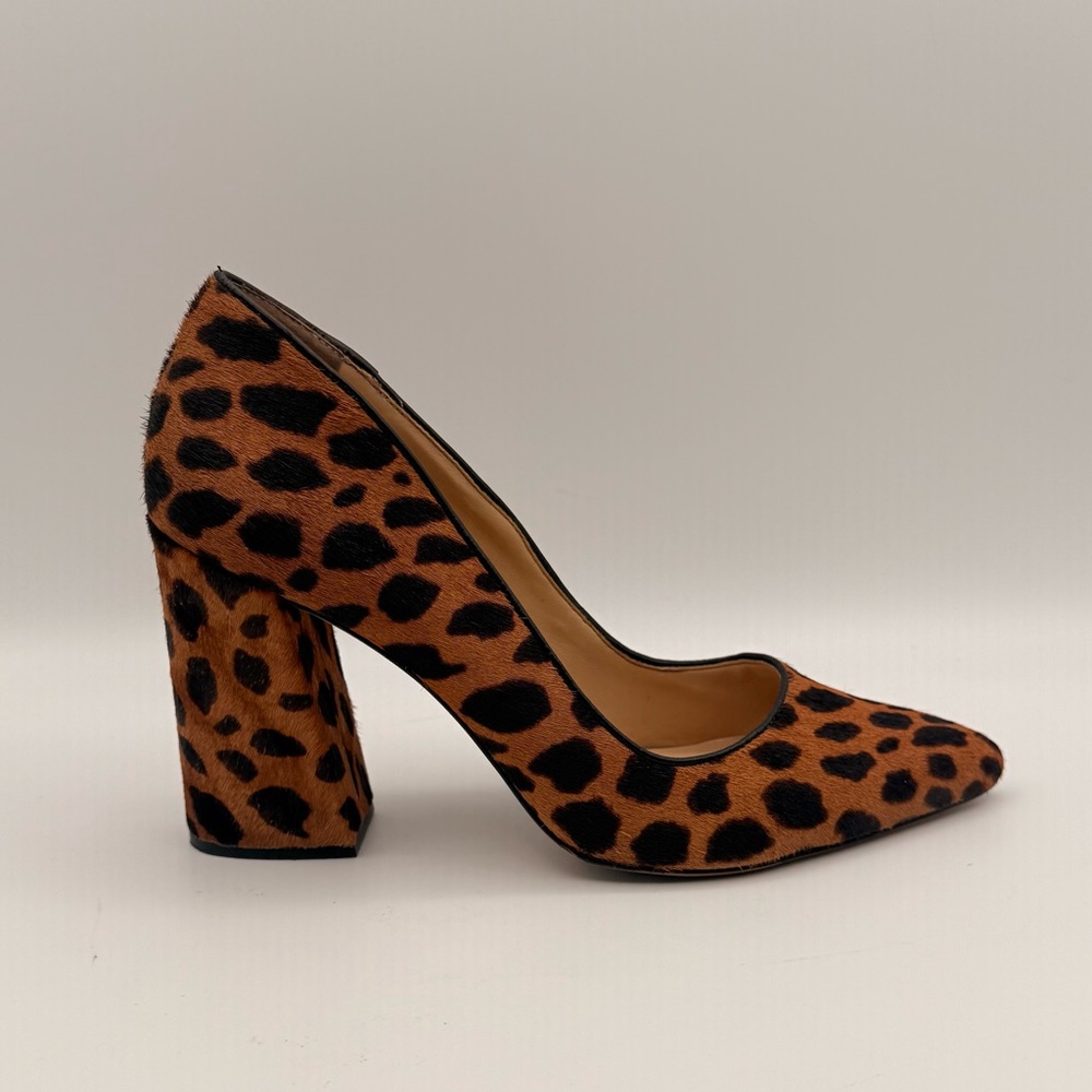 Vince Camuto Calf Hair Leopard Print Block Heel Pumps Size 11M - Picture 7 of 15